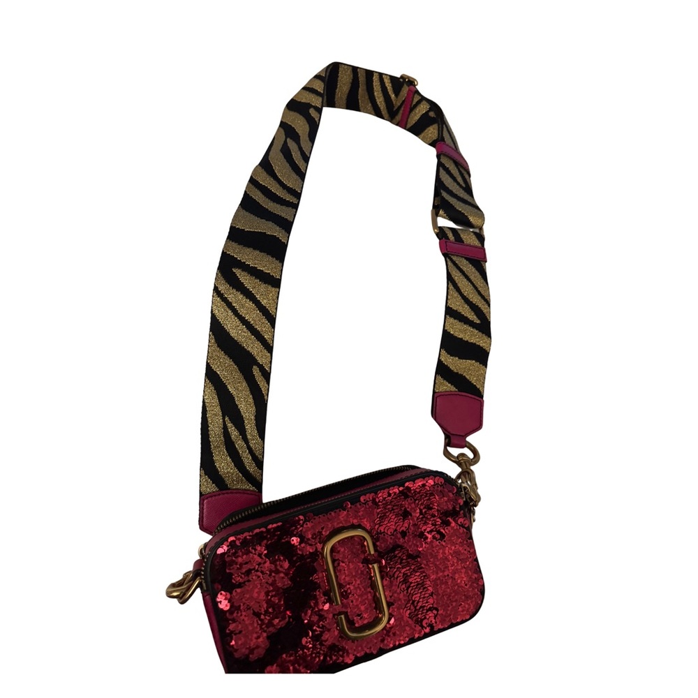 Marc Jacobs Glittering Pink Crossbody Bag with Animal Print Strap